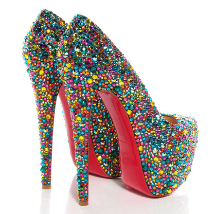 Christian Louboutin Crystal Suede Burma Daffodile Strass 160 Pumps 39 Multicolor 3 of 6