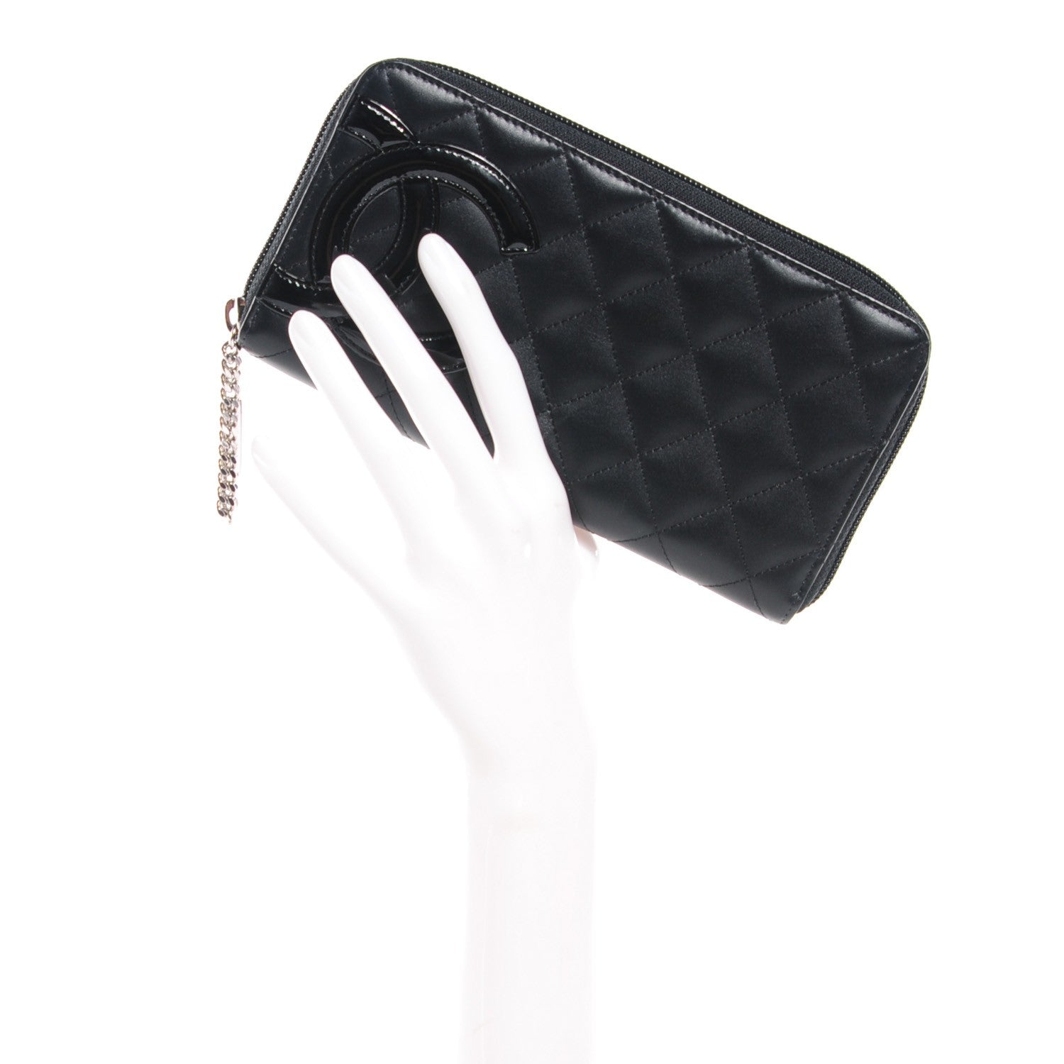 Chanel Calfskin Quilted Cambon Large Gusset Zip Around Wallet Black 2 of 8
