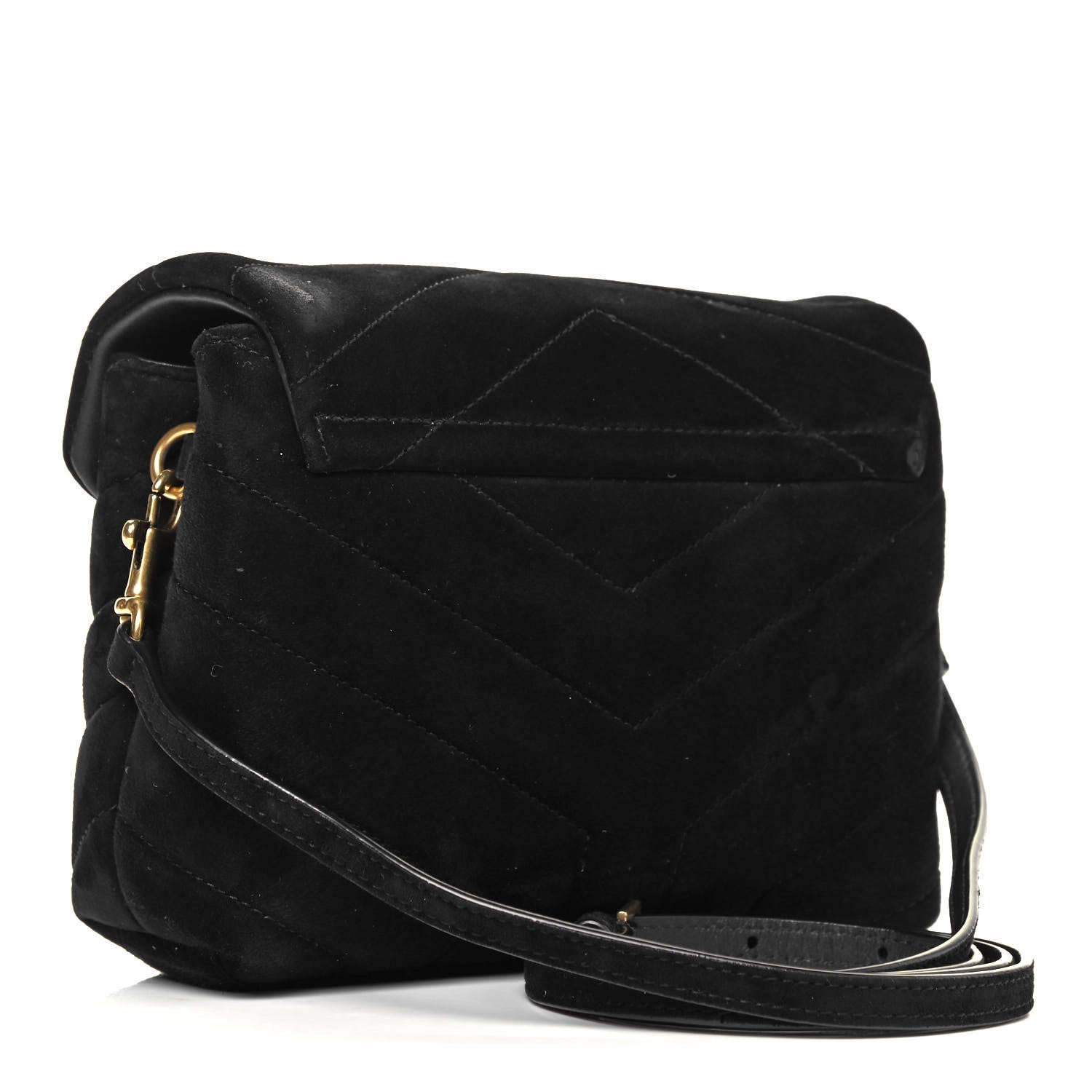 Saint Laurent Suede Y Quilted Monogram Toy Loulou Crossbody Bag Black 3 of 10