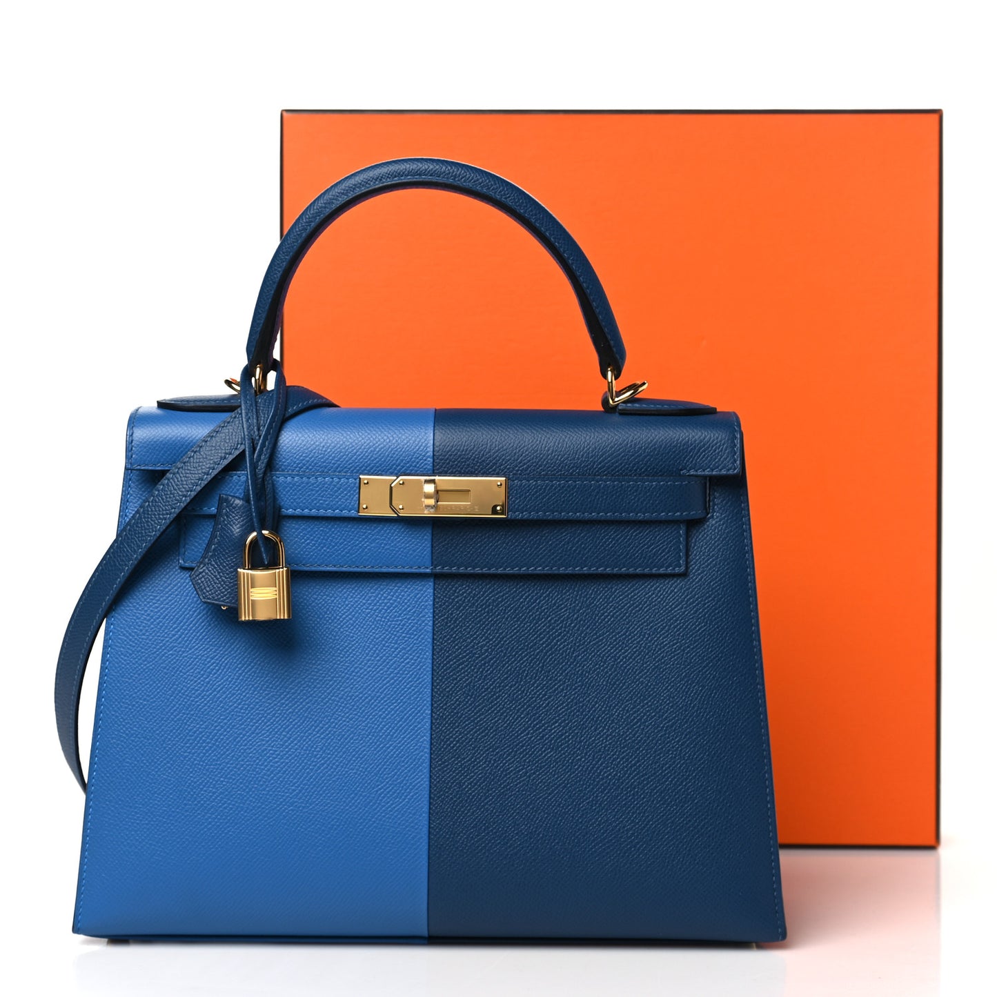 Epsom Casaque Kelly Sellier 28 Deep Bleu Mykonos Brique