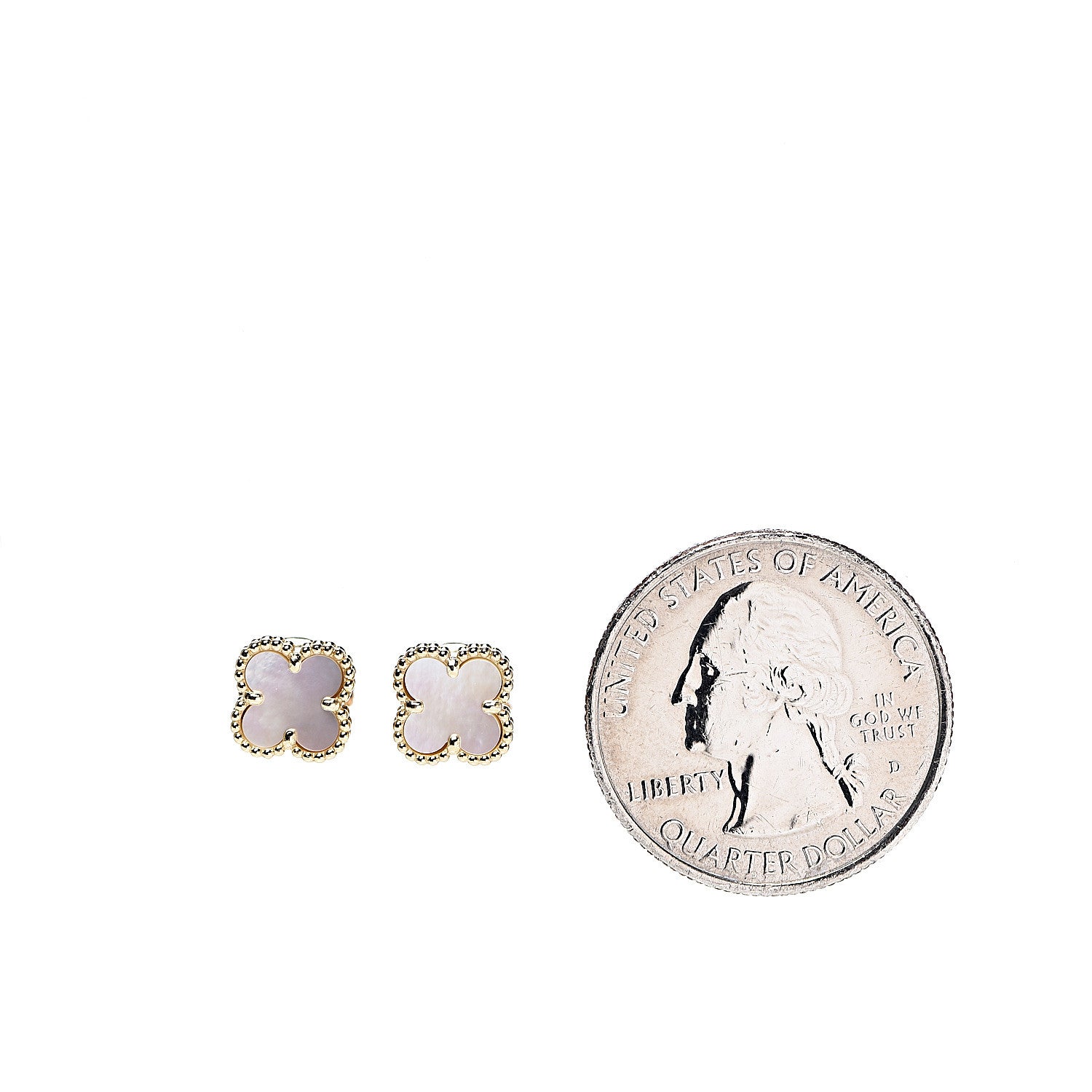 Van Cleef & Arpels 18K Yellow Gold Mother of Pearl Sweet Alhambra Earrings 2 of 6