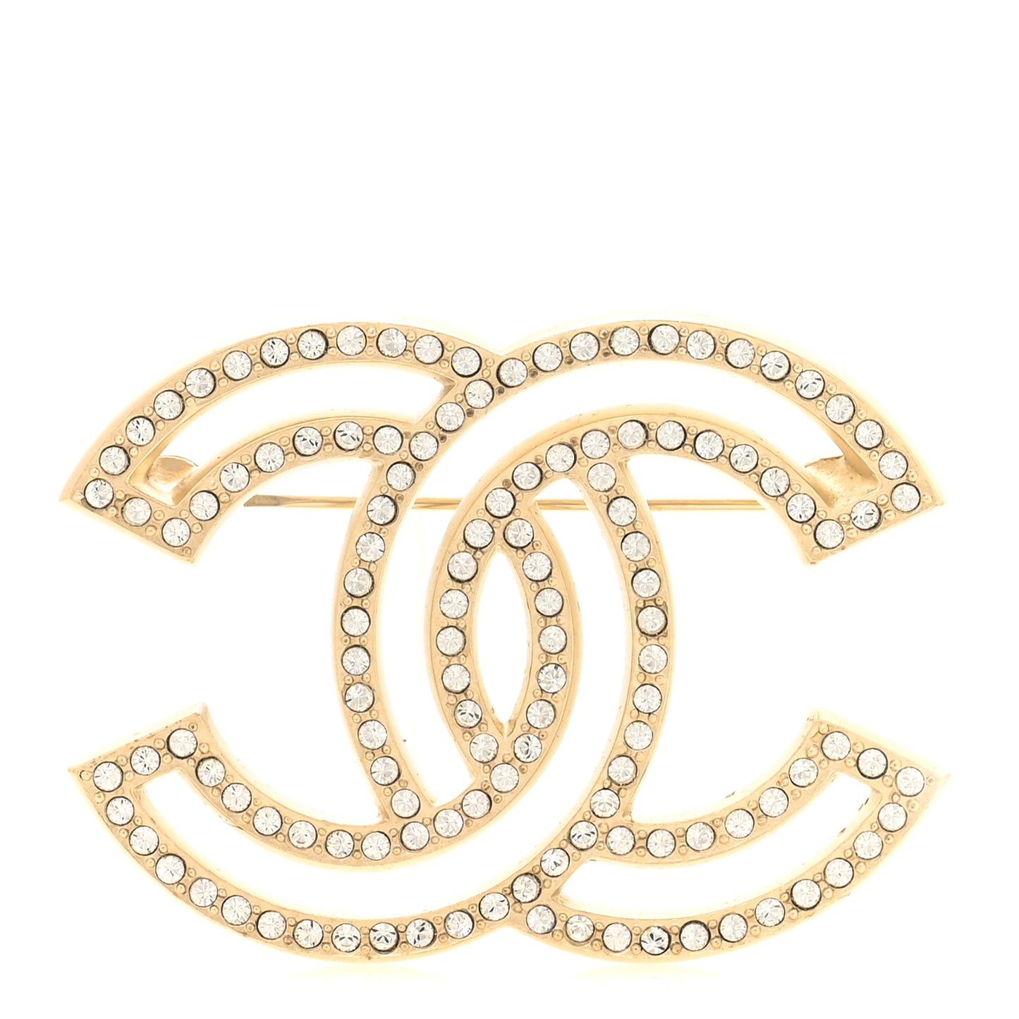 Crystal CC Brooch Light Gold