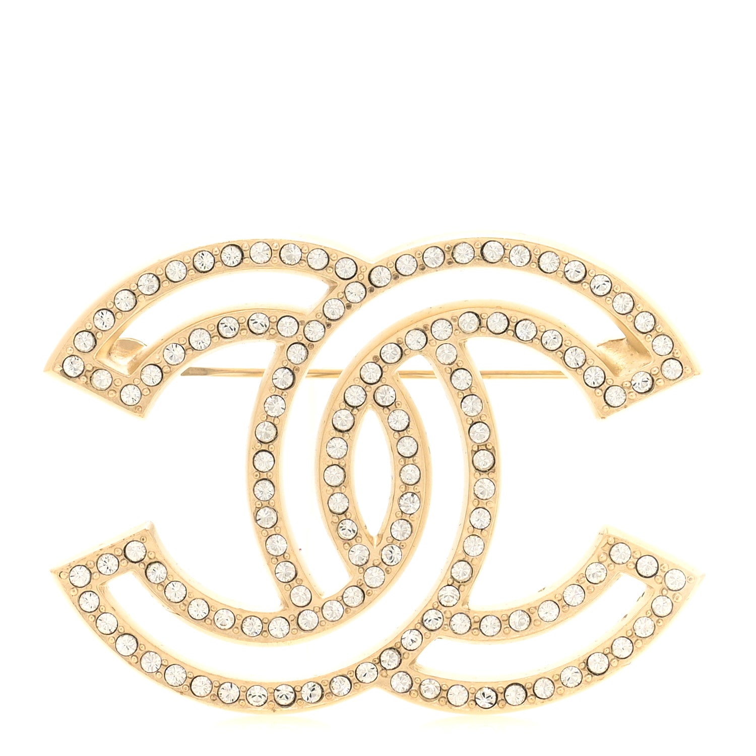 Chanel Crystal CC Brooch Light Gold 1 of 4