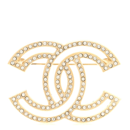 Chanel Crystal CC Brooch Light Gold 1 of 4