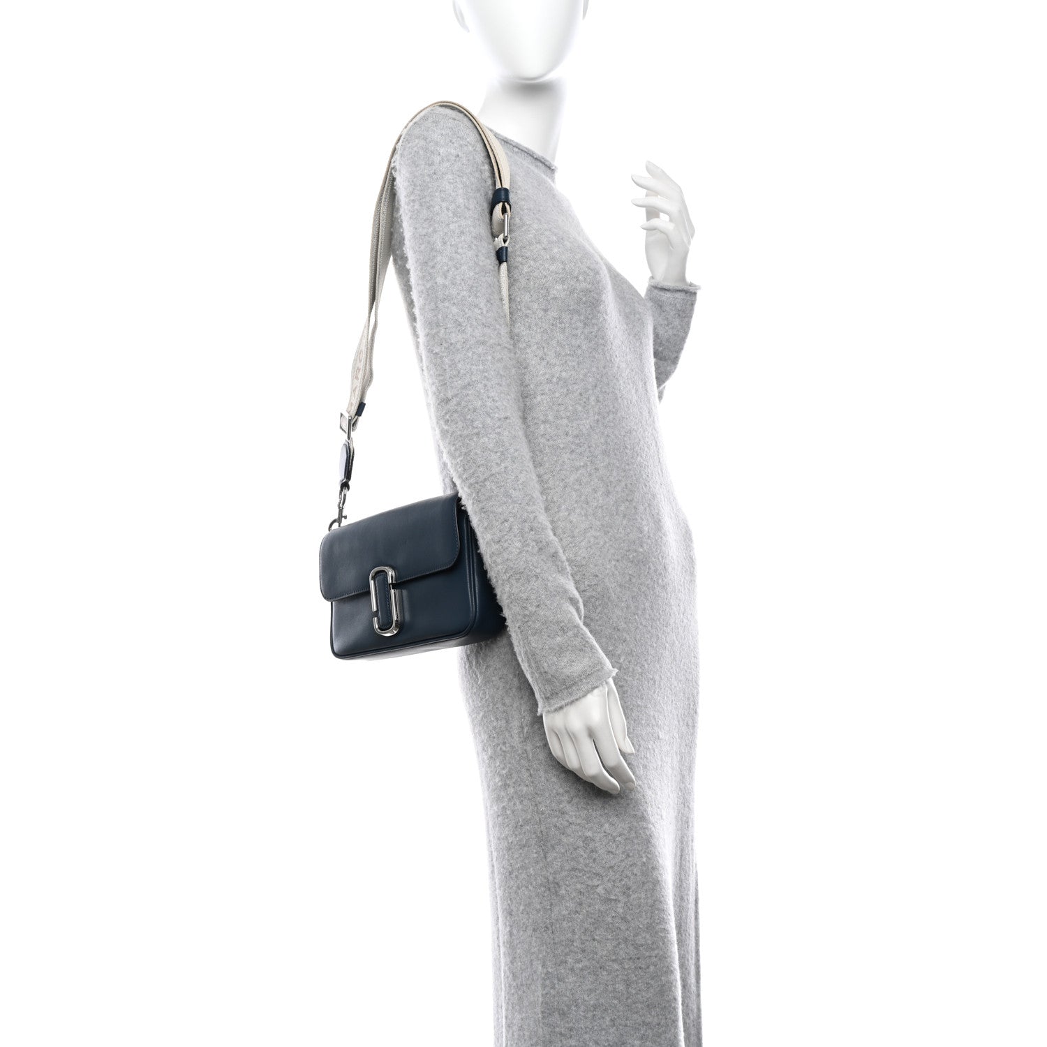 Marc Jacobs Calfskin The J Marc Shoulder Bag Blue Sea 2 of 13