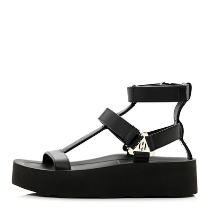 Hermes Calfskin Womens Enid Sandals 36 Black 1 of 8