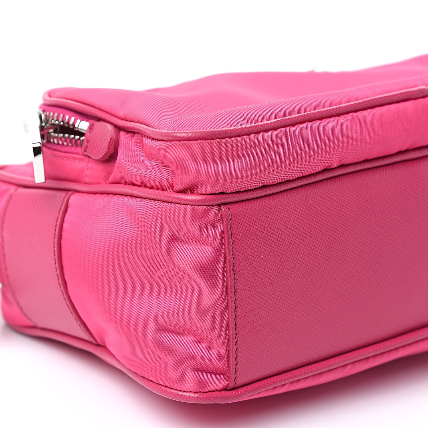 Prada Nylon Saffiano Vela Double Zip Crossbody Bag Fuxia 9 of 11