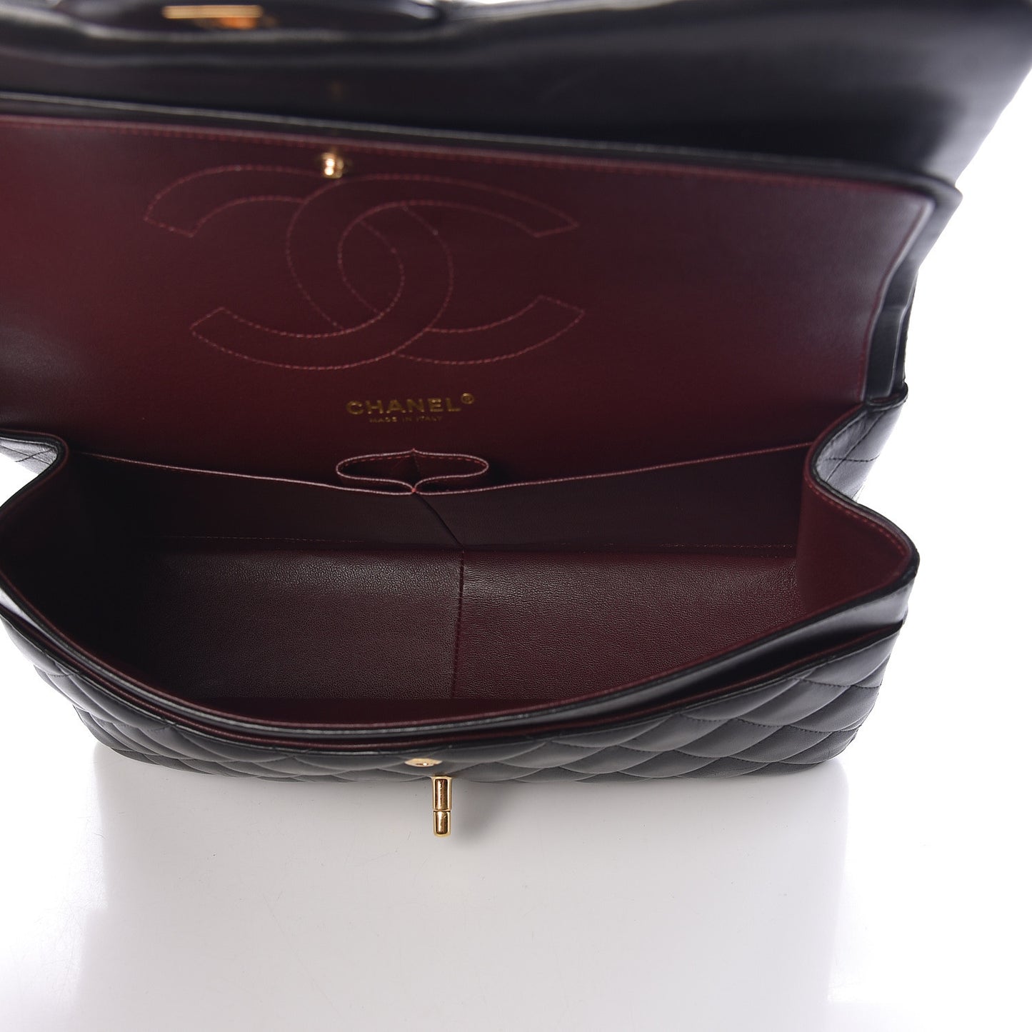 Lambskin Quilted Jumbo Double Flap Black