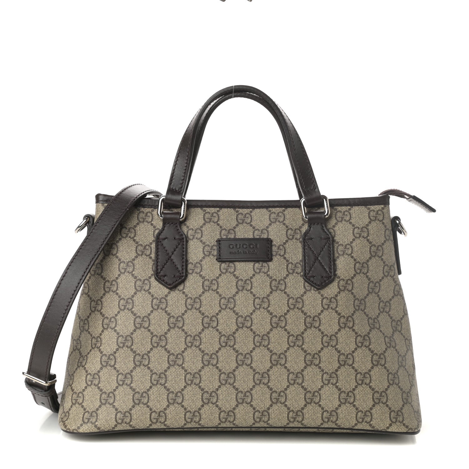Gucci GG Supreme Monogram Small Zippered Tote Dark Brown 1 of 9
