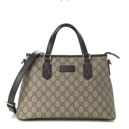 Gucci GG Supreme Monogram Small Zippered Tote Dark Brown 1 of 9