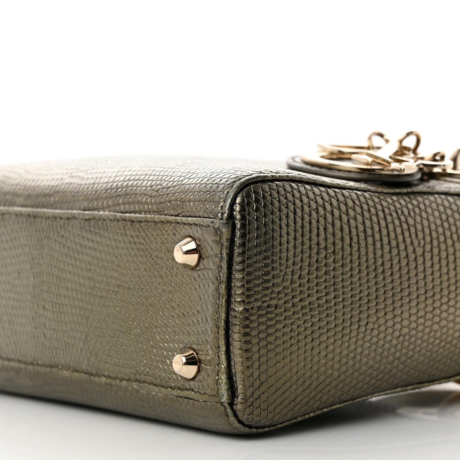Christian Dior Metallic Lizard Mini Lady Dior Green 9 of 13