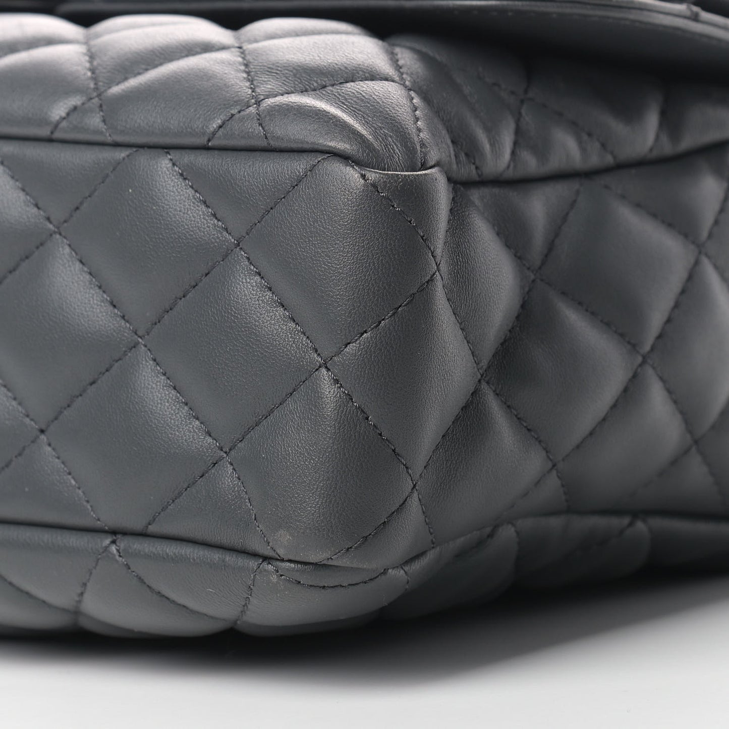 Lambskin Quilted Jumbo Multi Flap Bag Dark Grey
