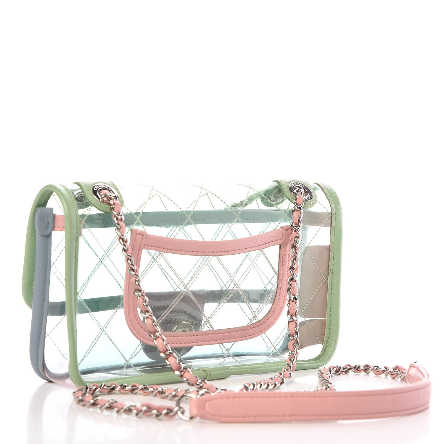 Chanel Lambskin PVC Quilted Mini Coco Splash Flap Blue Green 3 of 9