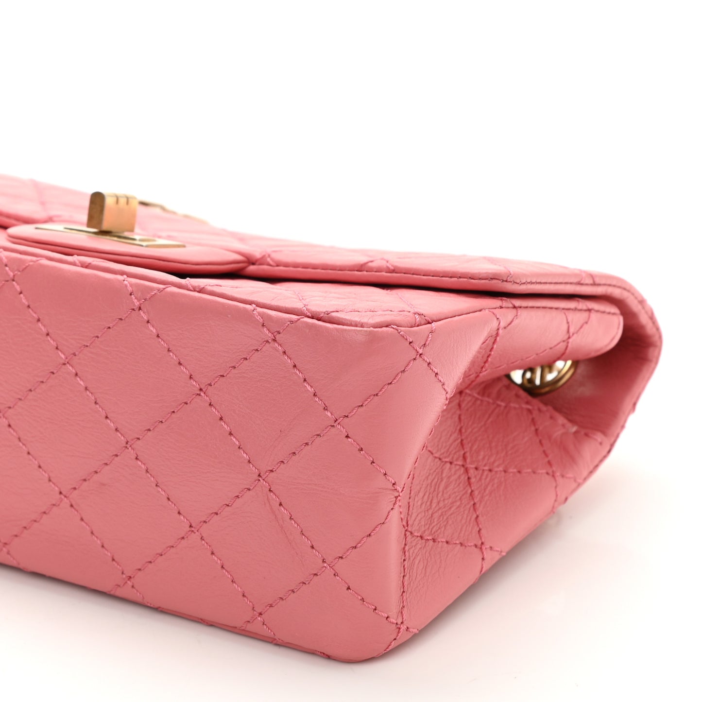 Aged Calfskin Quilted 2.55 Reissue Mini Flap Pink