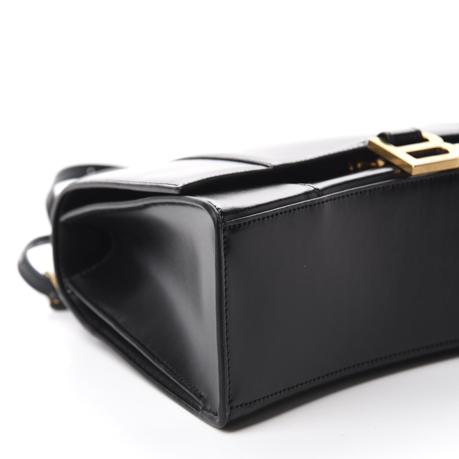 Balenciaga Shiny Box Calfskin Medium Hourglass Top Handle Bag Black 6 of 9