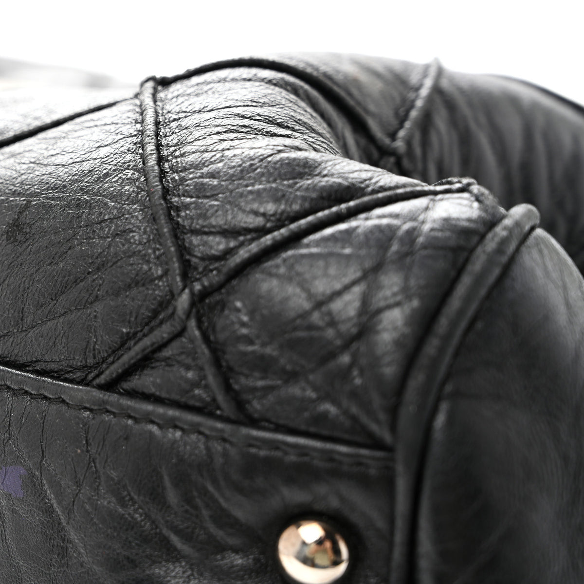 Lambskin Quilted Large Bowler Black