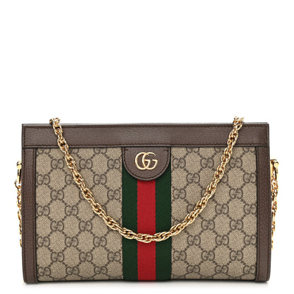 Gucci GG Supreme Monogram Web Small Ophidia Chain Shoulder Bag Brown 1 of 10