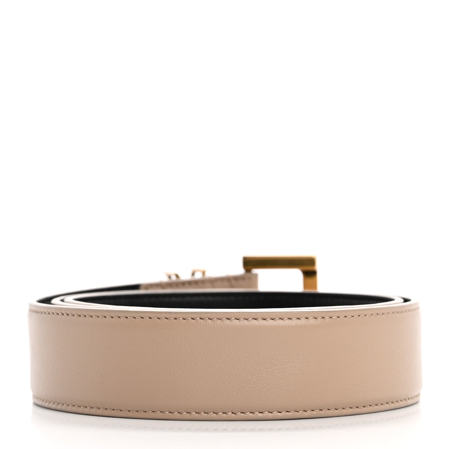 Saint Laurent Smooth Calfskin Monogram Square Buckle Belt 80 32 Dark Beige 2 of 6