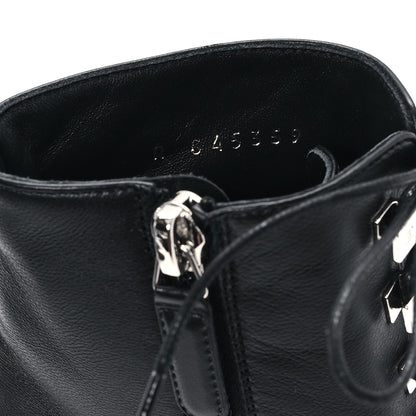 Chanel Lambskin Metallic Heel Lace Up Boots 38 Black 9 of 10