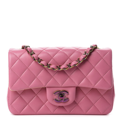 Chanel Lambskin Quilted Mini Rectangular Flap Pink Yellow 1 of 10
