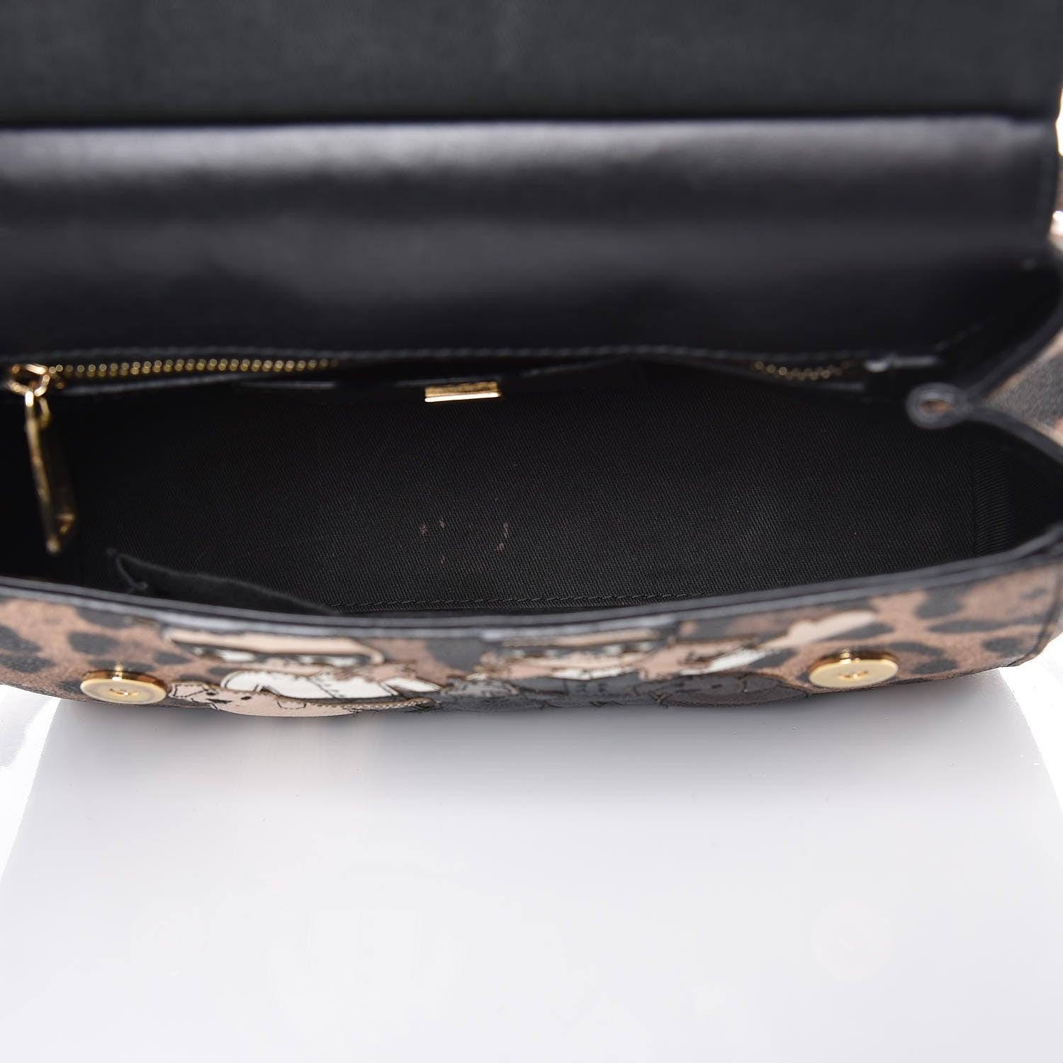 Dolce & Gabbana Dauphine Leopard Print Medium DG Family Patch Miss Sicily Satchel Black 5 of 11