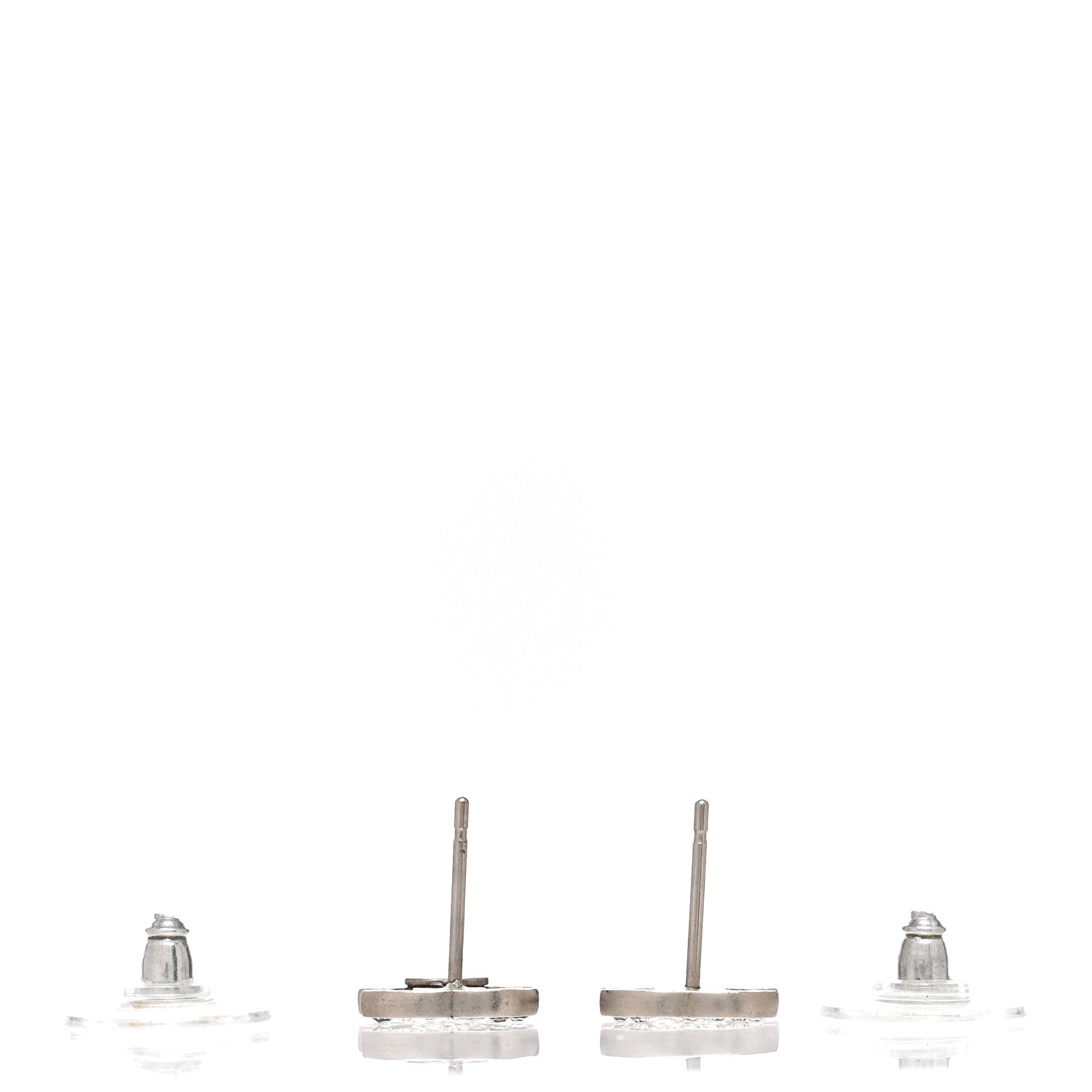 Chanel Crystal Mini Timeless CC Earrings Silver 3 of 5