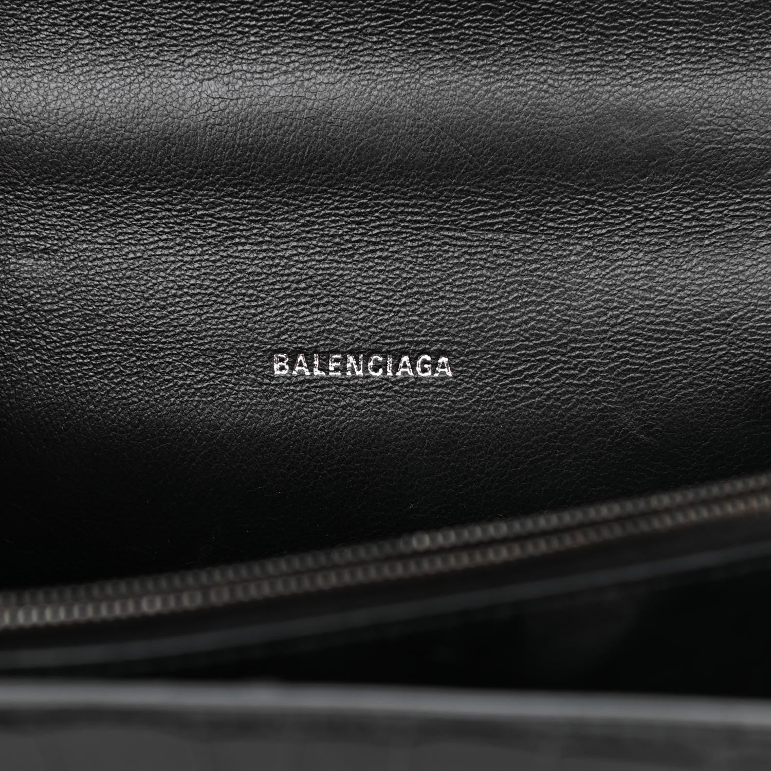 Balenciaga Shiny Calfskin Monochrome Crocodile Embossed S Sharp Chain Shoulder Bag Black 6 of 14