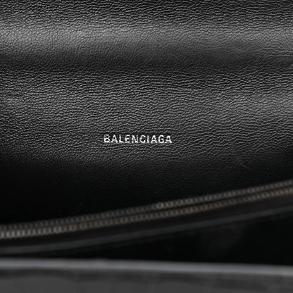 Balenciaga Shiny Calfskin Monochrome Crocodile Embossed S Sharp Chain Shoulder Bag Black 6 of 14