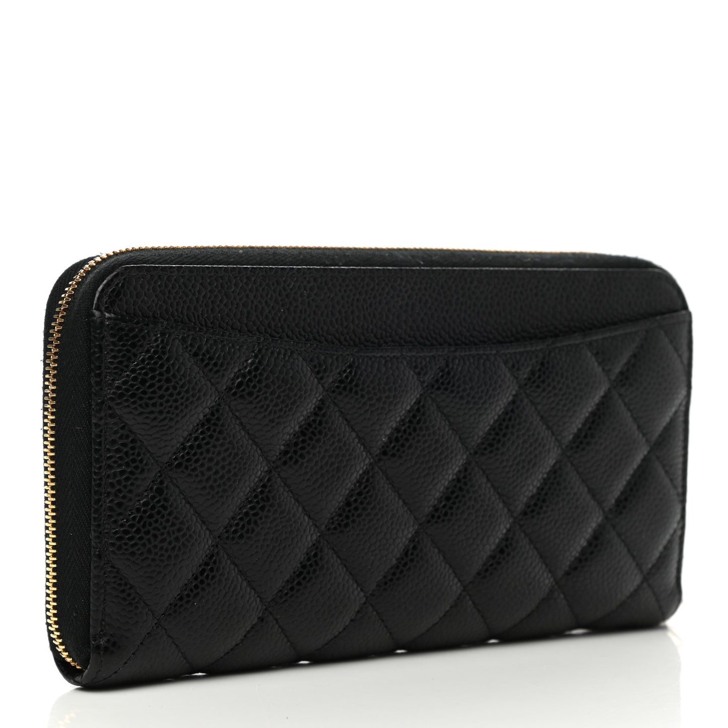Caviar Quilted Large Gusset Zip Around Wallet Black