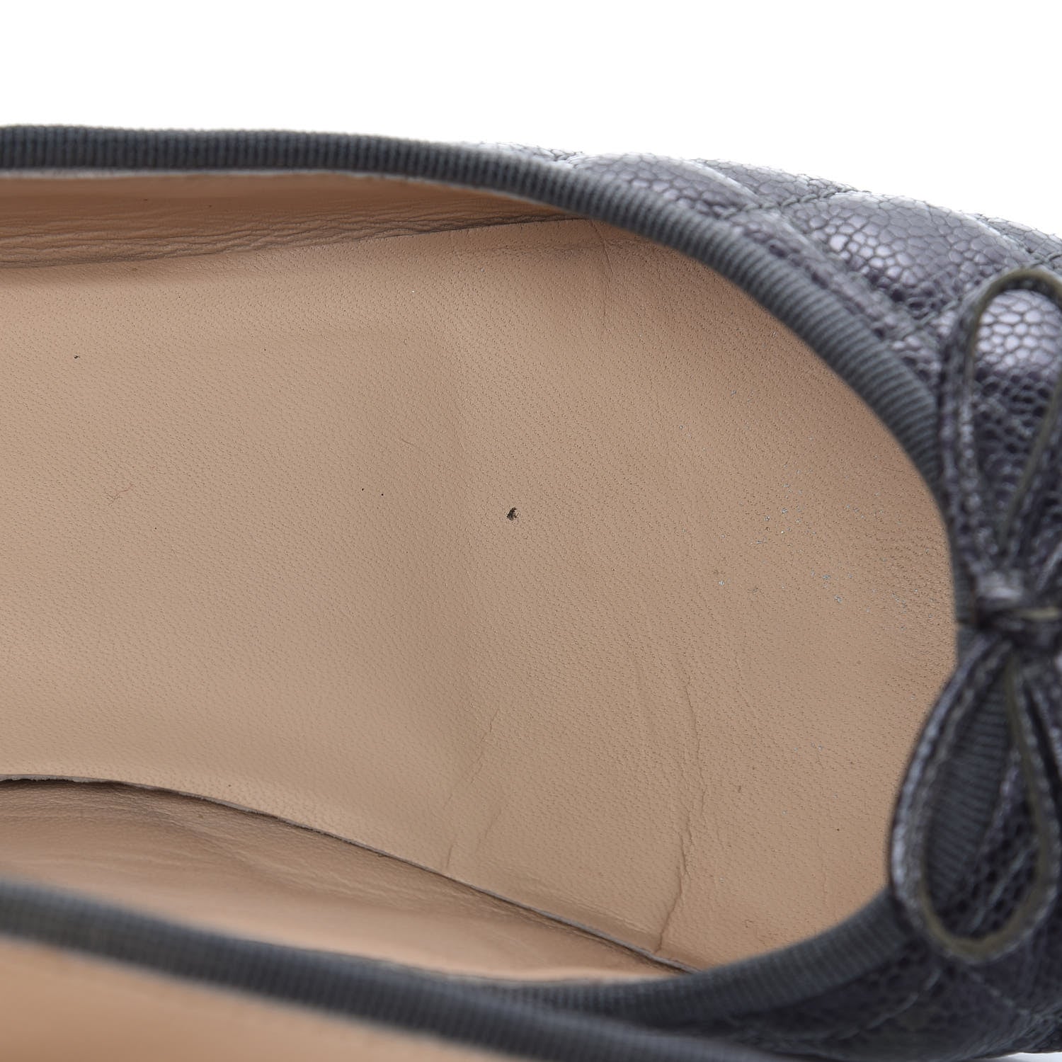 Chanel Metallic Caviar Quilted Cap Toe Ballerina Flats 41 Anthracite 10 of 19