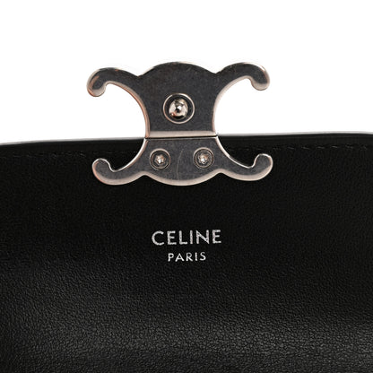 Celine Shiny Calfskin Triomphe Flap Card Holder Black 12 of 19