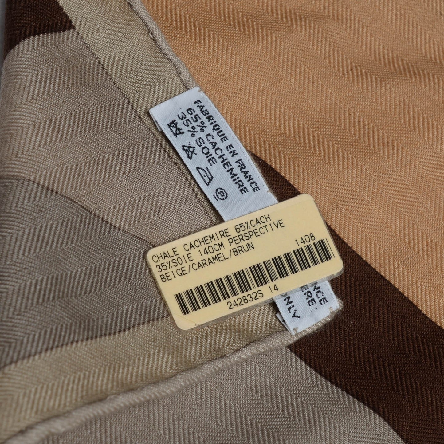 Cashmere Silk Perspective Cavaliere 140 Shawl Beige Caramel Brun