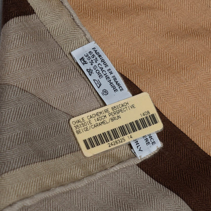 Hermes Cashmere Silk Perspective Cavaliere 140 Shawl Beige Caramel Brun 8 of 10