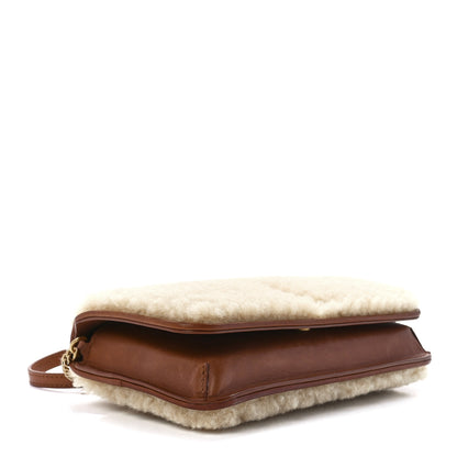 Saint Laurent Shearling Monogram Phone Holder Crossbody Brown 4 of 11