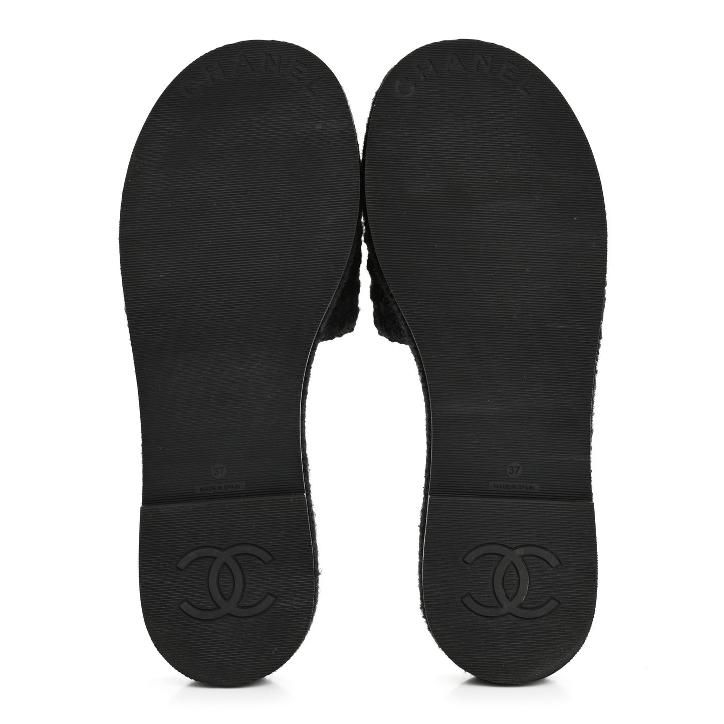 Wool Alpaca Chain CC Slide Sandals 37 Black