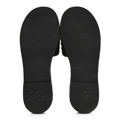 Chanel Wool Alpaca Chain CC Slide Sandals 37 Black 6 of 12