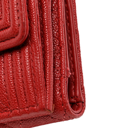 Chanel Caviar Quilted Small Boy Flap Wallet Red 10 of 11