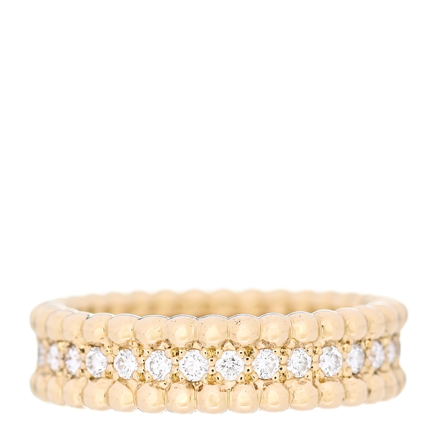 Van Cleef & Arpels 18K Yellow Gold Diamond Perlee Ring 52 6 1 of 5