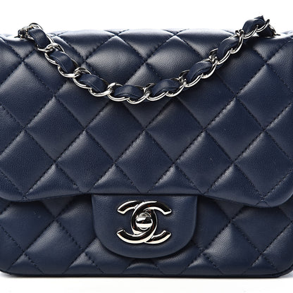 Chanel Lambskin Quilted Mini Square Flap Navy Blue 12 of 12