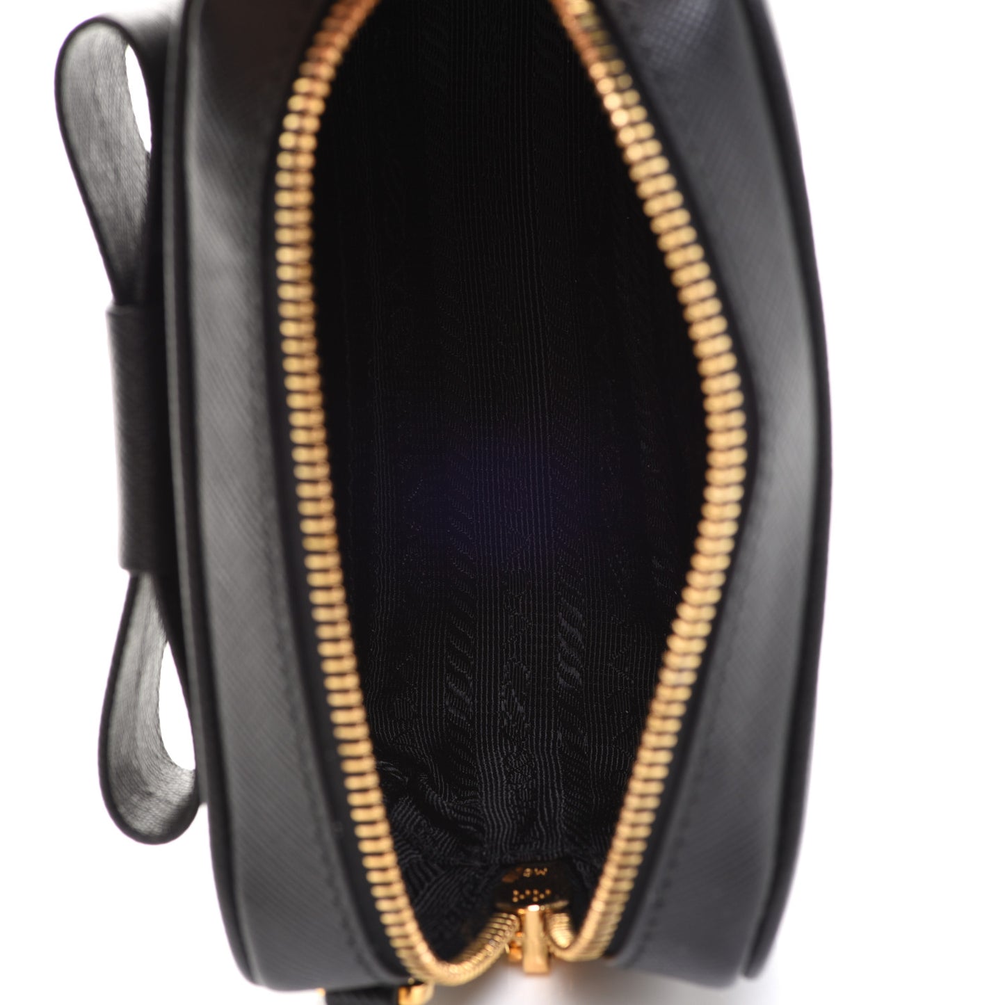 Saffiano Fiocco Bow Camera Crossbody Bag Black