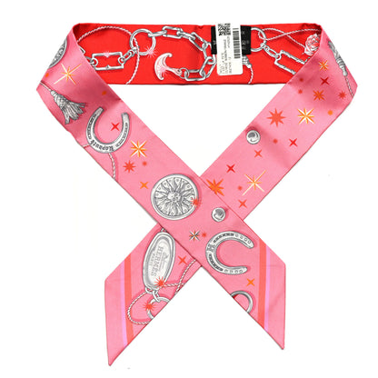 Hermes Silk C'est la Fete Twilly Rose Bonbon Orange 1 of 4