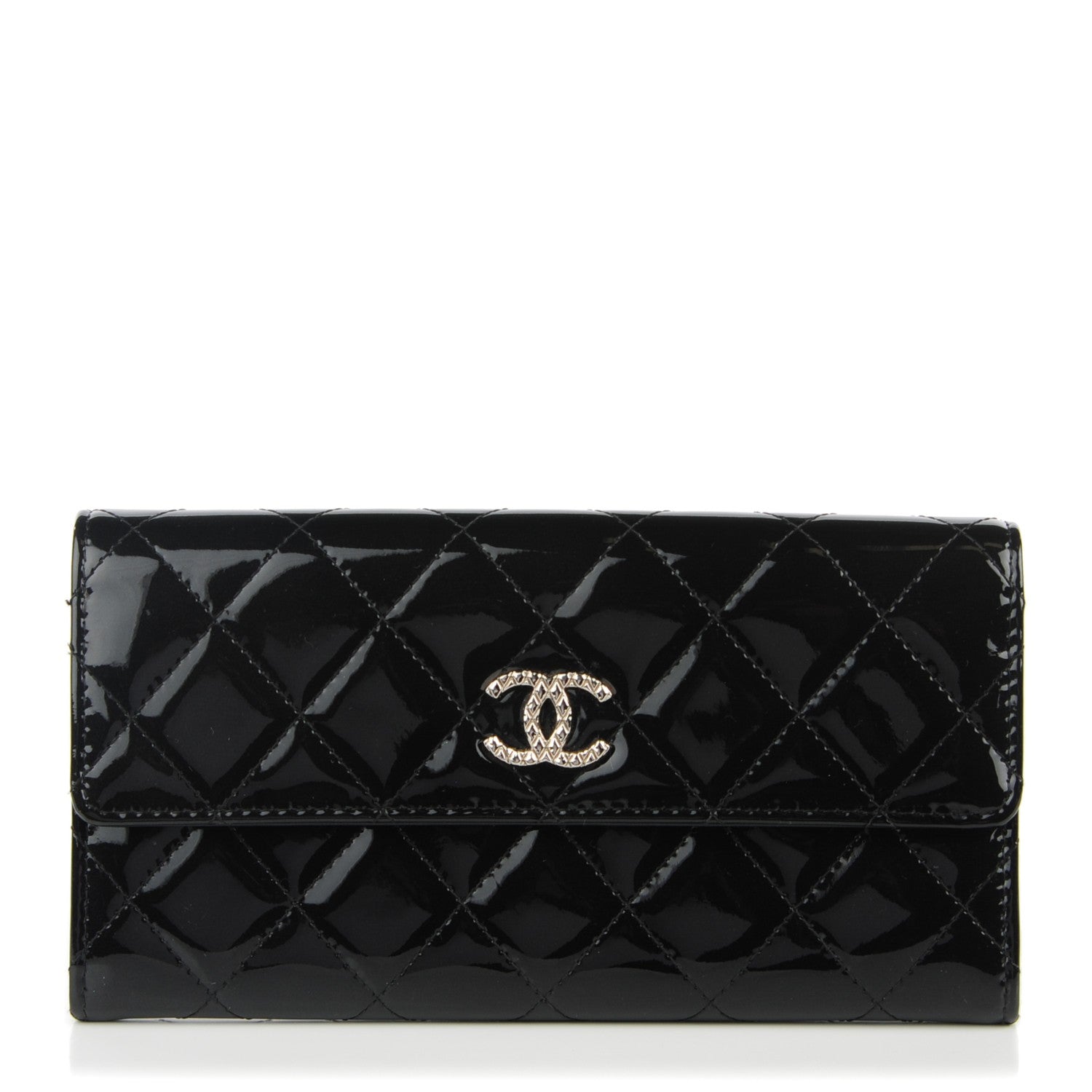 Chanel Patent Quilted Large Brilliant Flap Wallet Black 1 of 8