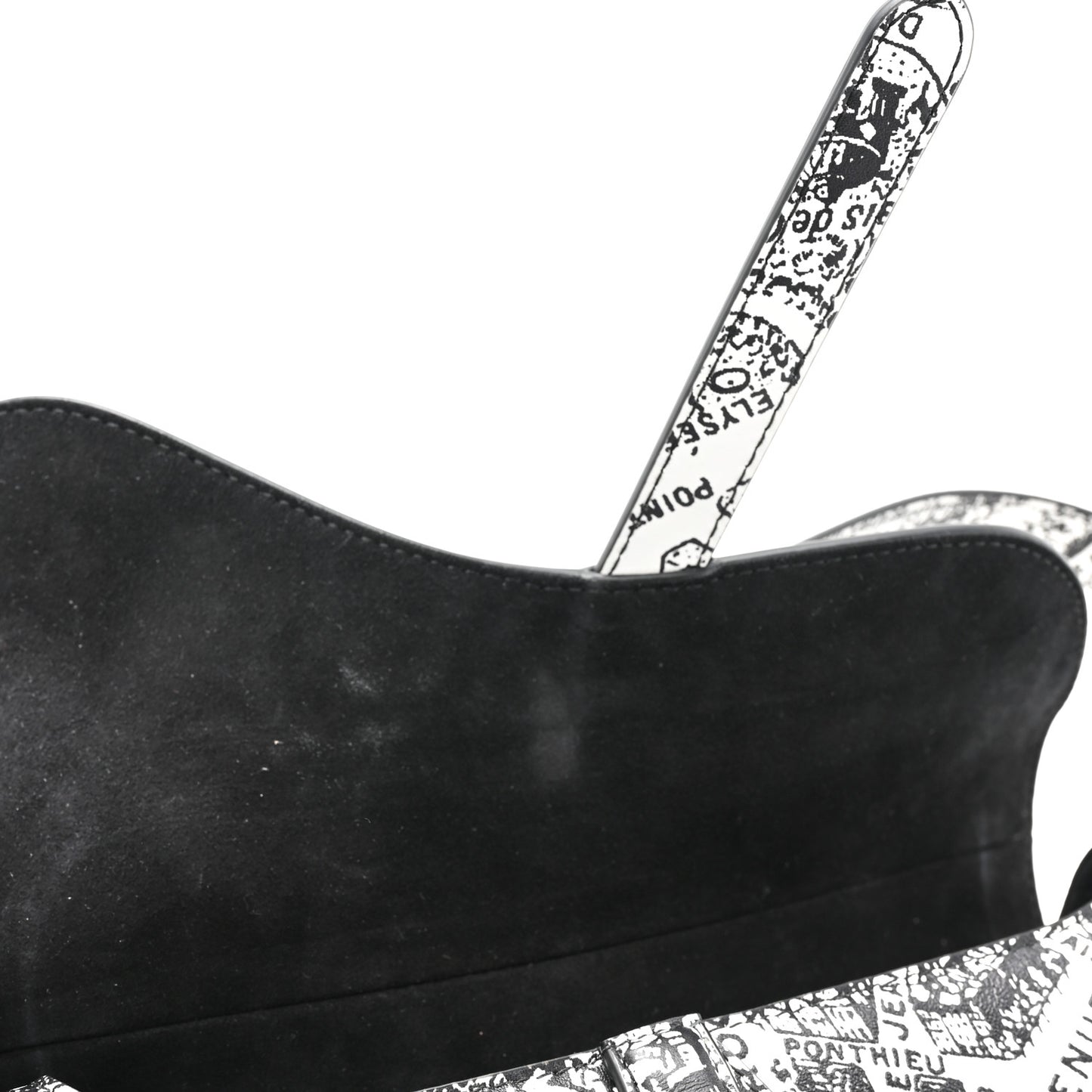 Calfskin Plan De Paris Printed Saddle Bag With Strap White Black