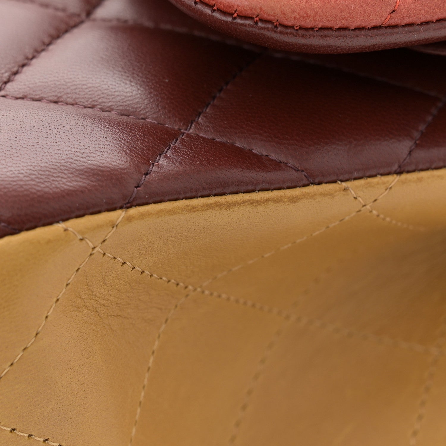 Chanel Lambskin Quilted Tri-Color Jumbo Double Flap Orange Burgundy Yellow 13 of 13