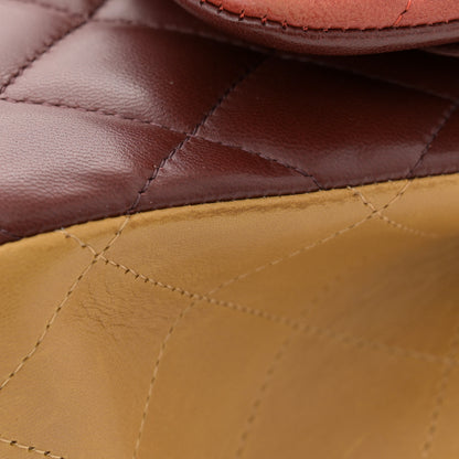 Chanel Lambskin Quilted Tri-Color Jumbo Double Flap Orange Burgundy Yellow 13 of 13