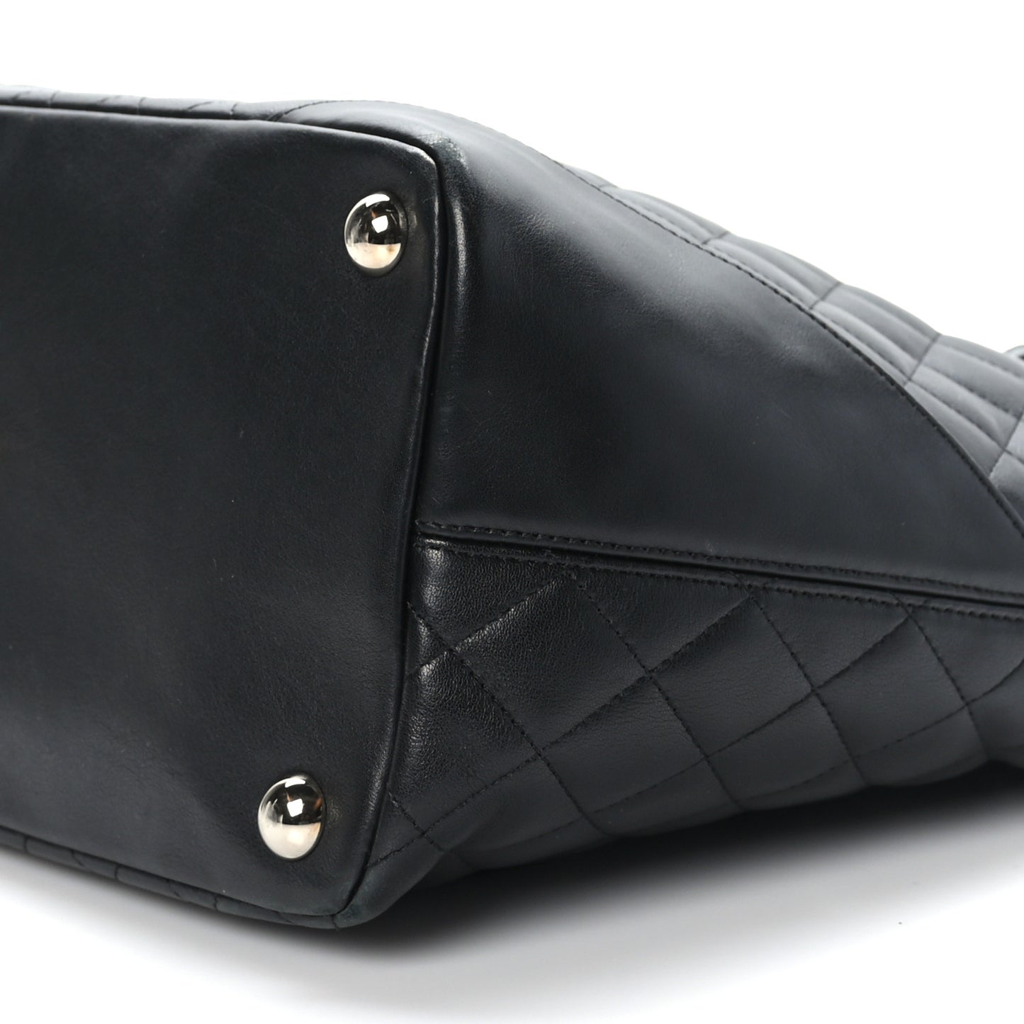 Calfskin Quilted Large Cambon Tote Black