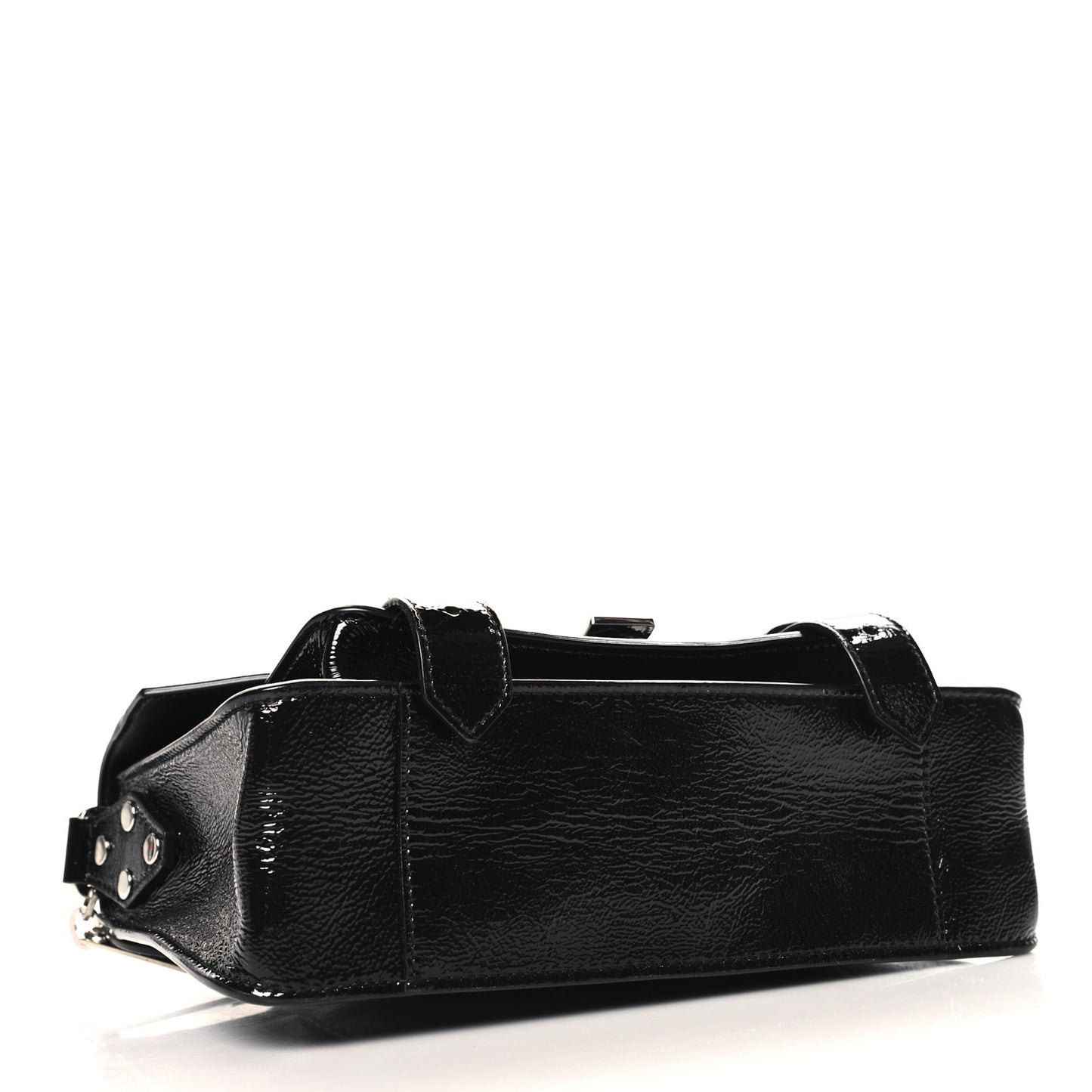 Crinkled Patent Calfskin Tiny PS1 Satchel Black