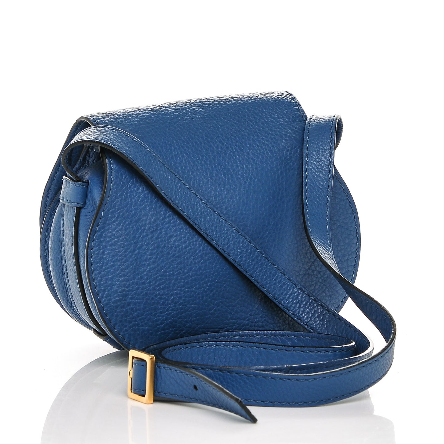 Calfskin Mini Marcie Round Crossbody Bag Factory Blue