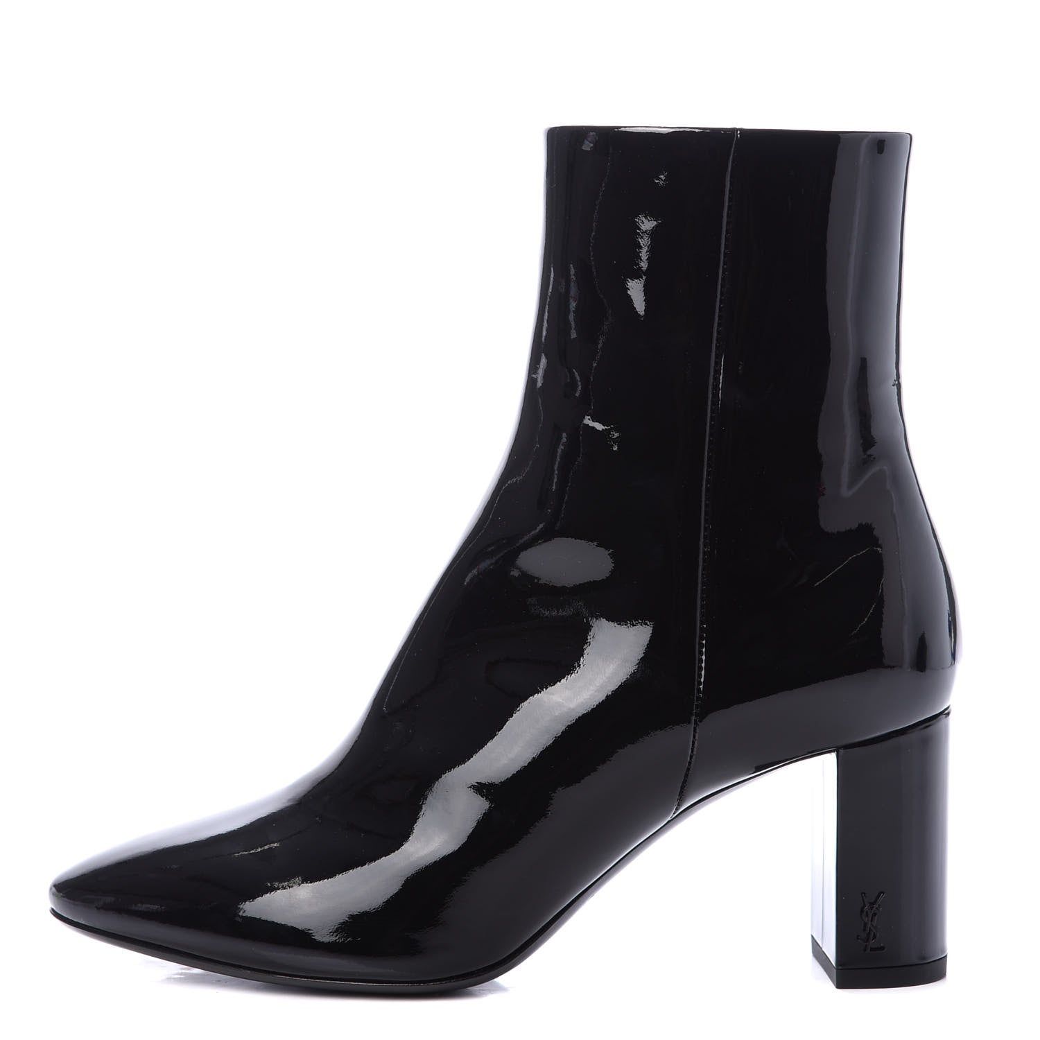Saint Laurent Patent Loulou Ankle Zip Boot 37.5 Black 1 of 7
