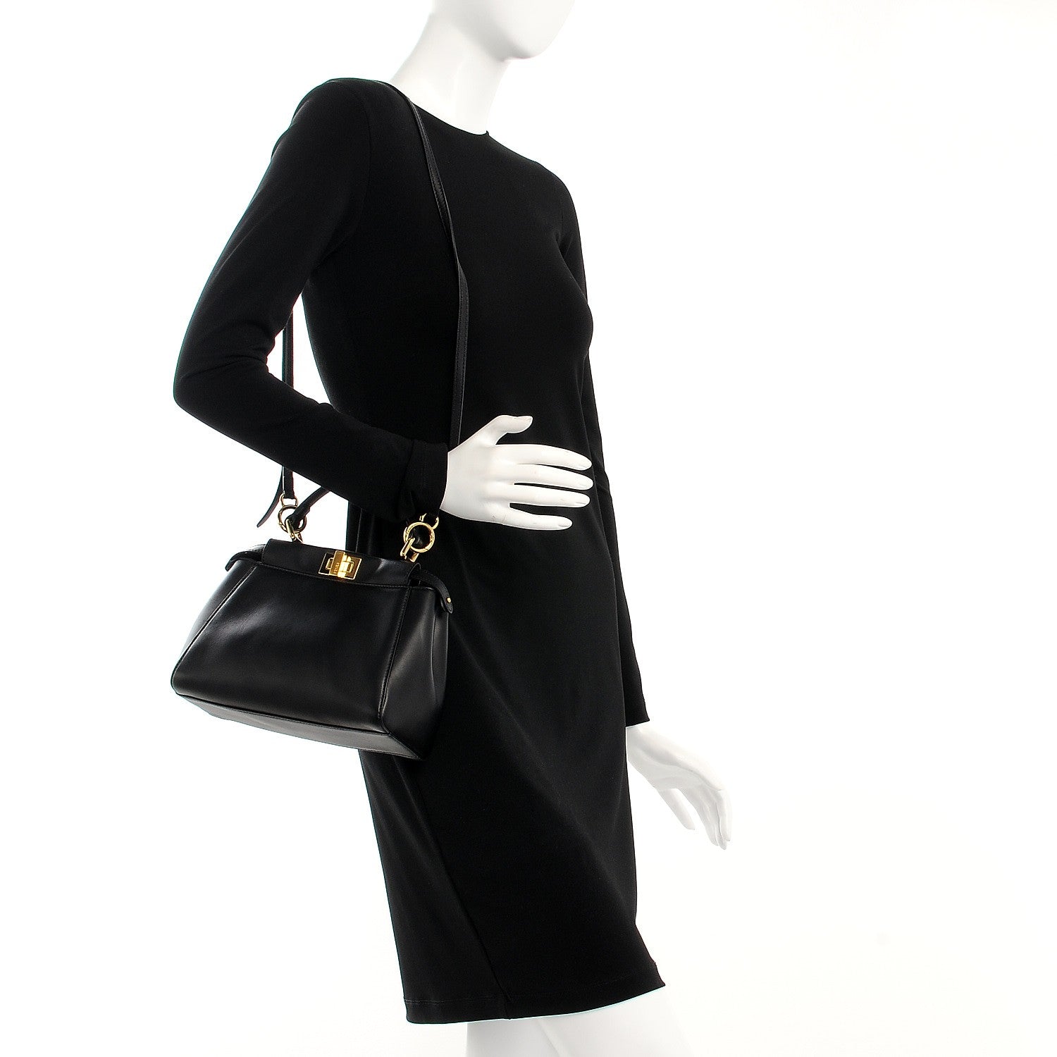 Fendi Nappa Mini Peekaboo Iconic Satchel Black 2 of 9